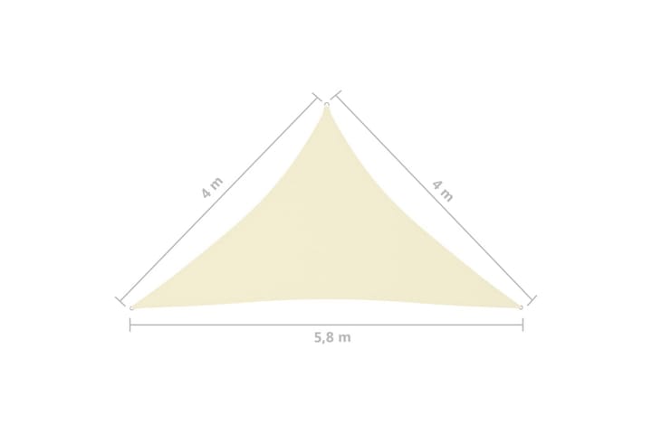 Aurinkopurje Oxford-kangas kolmio 4x4x5,8 m kerma - Kerma - Puutarhakalusteet - Aurinkosuojat - Aurinkopurjeet