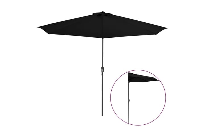 Aurinkovarjo ulkotiloihin alumiinitanko musta 300x150x253cm - Musta - Puutarhakalusteet - Aurinkosuojat - Aurinkovarjo - Parvekevarjo