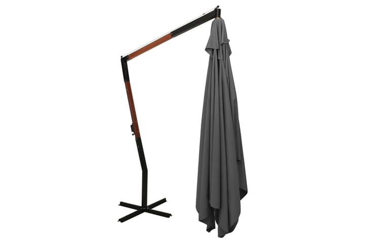 Riippuva aurinkovarjo puupylväällä 400x300 cm antrasiitti - Antrasiitti - Puutarhakalusteet - Aurinkosuoja - Aurinkovarjo - Parvekevarjo