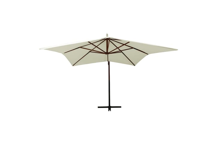 Riippuva aurinkovarjo puurunko 300 cm hiekanvalkoinen - Valkoinen - Puutarhakalusteet - Aurinkosuoja - Aurinkovarjo - Parvekevarjo
