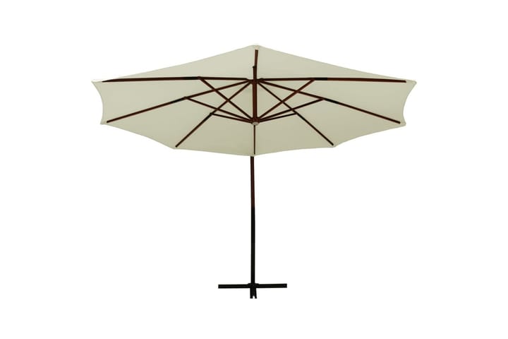 Riippuva aurinkovarjo puurunko 350 cm hiekanvalkoinen - Valkoinen - Puutarhakalusteet - Aurinkosuojat - Aurinkovarjo - Parvekevarjo