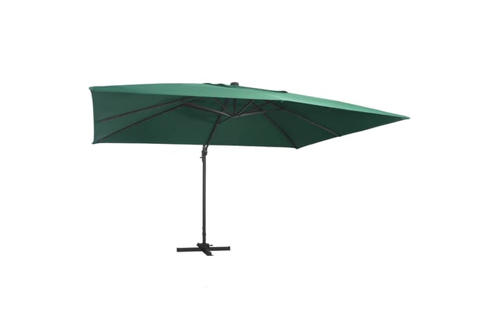 Aurinkovarjo LED-valoilla alumiinipylväällä 400x300cm vihreä - Vihreä - Puutarhakalusteet - Aurinkosuojat - Aurinkovarjot - Riippuva aurinkovarjo