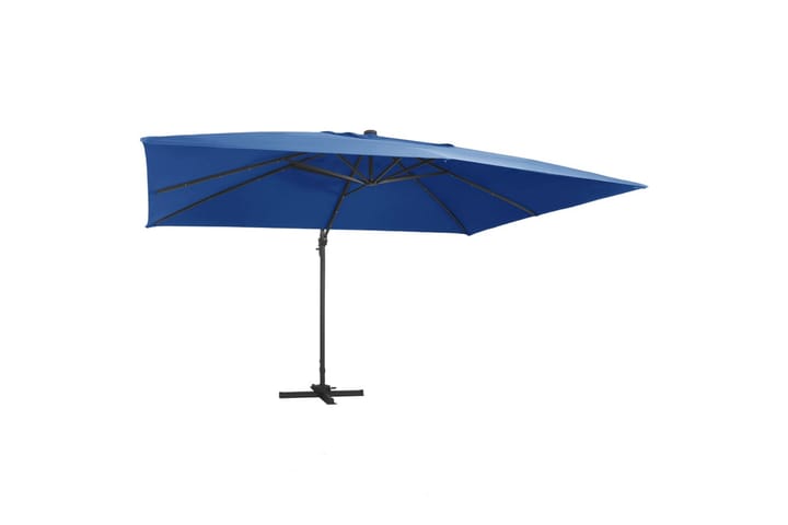 Aurinkovarjo LED-valoilla alumiinipylväs 400x300cm - Sininen - Puutarhakalusteet - Aurinkosuoja - Aurinkovarjo - Riippuva aurinkovarjo