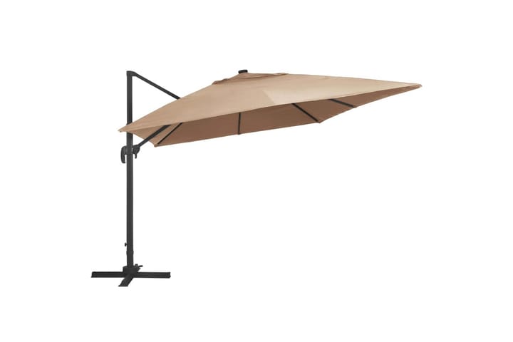 Aurinkovarjo LED-valoilla alumiinipylväs 400x300cmnharm. - Ruskea - Puutarhakalusteet - Aurinkosuojat - Aurinkovarjot - Riippuva aurinkovarjo