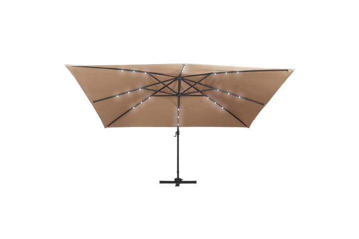Aurinkovarjo LED-valoilla alumiinipylväs 400x300cmnharm. - Ruskea - Puutarhakalusteet - Aurinkosuojat - Aurinkovarjot - Riippuva aurinkovarjo
