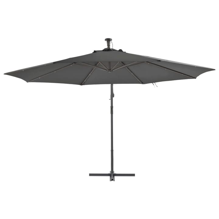Aurinkovarjo LED-valoilla ja metallipylväällä 350 cm - Antrasiitti - Puutarhakalusteet - Aurinkosuojat - Aurinkovarjot - Riippuva aurinkovarjo