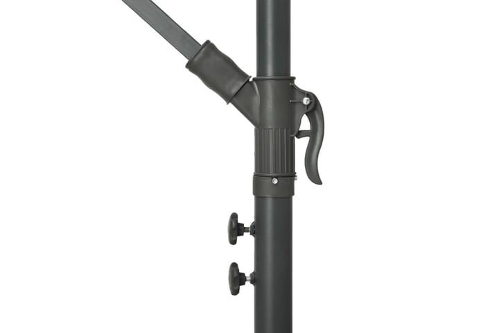 Aurinkovarjo LED-valoilla ja teräspylväällä 300 cm musta - Musta - Puutarhakalusteet - Aurinkosuojat - Aurinkovarjot - Riippuva aurinkovarjo