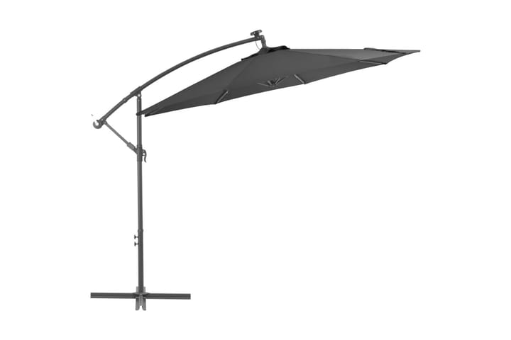 Aurinkovarjo LED-valoilla & teräspylväällä 300cm antrasiitti - Antrasiitti - Puutarhakalusteet - Aurinkosuojat - Aurinkovarjot - Riippuva aurinkovarjo