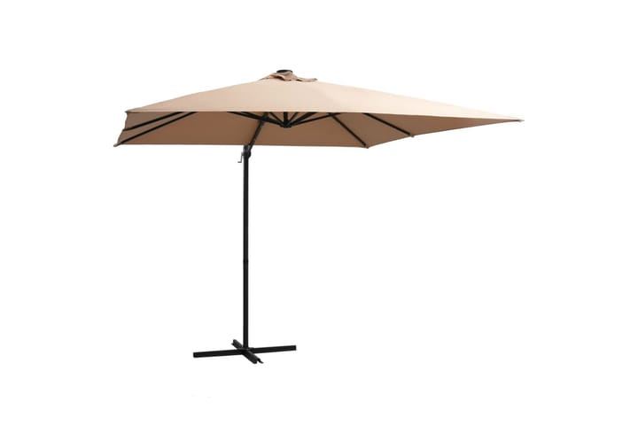 Aurinkovarjo LED-valoilla teräspylväs 250x250cm - Ruskea - Puutarhakalusteet - Aurinkosuoja - Aurinkovarjo - Riippuva aurinkovarjo