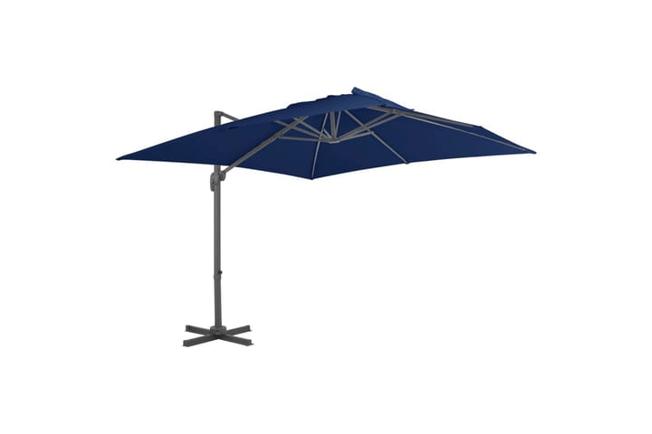 Riippuva aurinkovarjo alumiinipylväällä 3x3 m azurinsininen - Sininen - Puutarhakalusteet - Aurinkosuoja - Aurinkovarjo