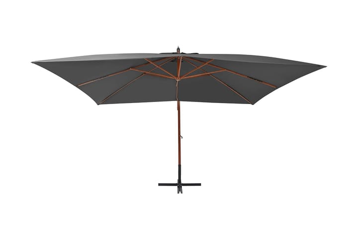 Riippuva aurinkovarjo puupylväällä 400x300 cm antrasiitti - Antrasiitti - Puutarhakalusteet - Aurinkosuoja - Aurinkovarjo - Riippuva aurinkovarjo