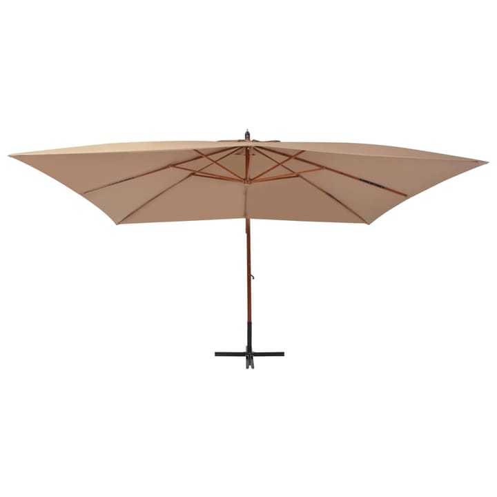 Riippuva aurinkovarjo puupylväällä 400x300 cm ruskeanharmaa - Ruskea - Puutarhakalusteet - Aurinkosuojat - Aurinkovarjo - Riippuva aurinkovarjo