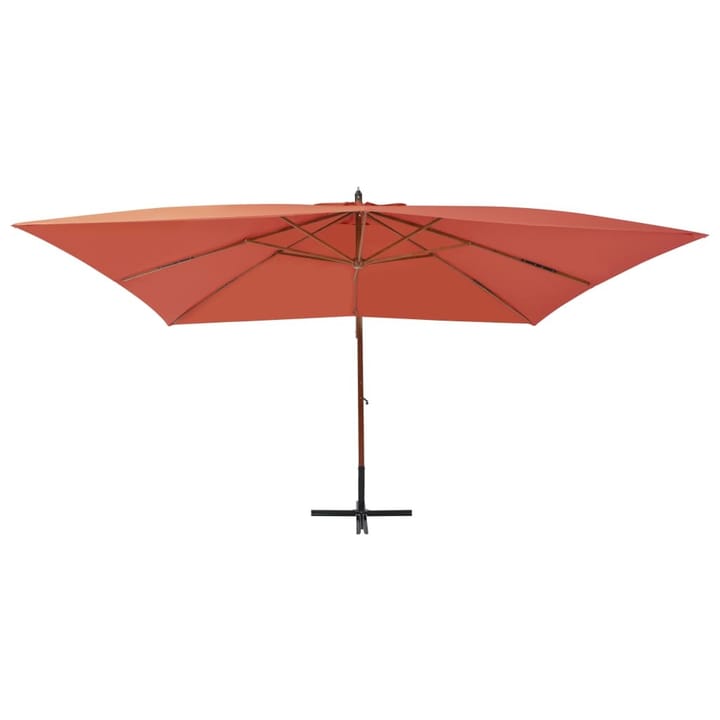Riippuva aurinkovarjo puupylväällä 400x300 cm terrakotta - Oranssi - Puutarhakalusteet - Aurinkosuojat - Aurinkovarjot - Riippuva aurinkovarjo