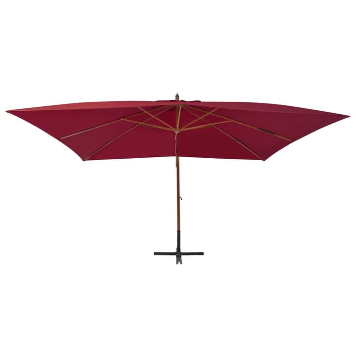 Riippuva aurinkovarjo puupylväällä 400x300 cm viininpunainen - Punainen - Puutarhakalusteet - Aurinkosuojat - Aurinkovarjo - Riippuva aurinkovarjo