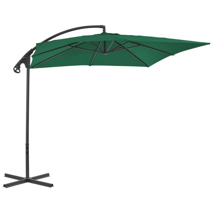 Riippuva aurinkovarjo teräspylväällä 250x250 cm vihreä - Vihreä - Puutarhakalusteet - Aurinkosuoja - Aurinkovarjo - Riippuva aurinkovarjo