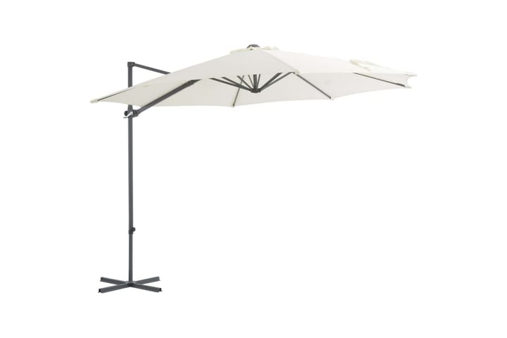 Riippuva aurinkovarjo teräspylväällä 300 cm hiekka - Beige - Puutarhakalusteet - Aurinkosuoja - Aurinkovarjo - Riippuva aurinkovarjo