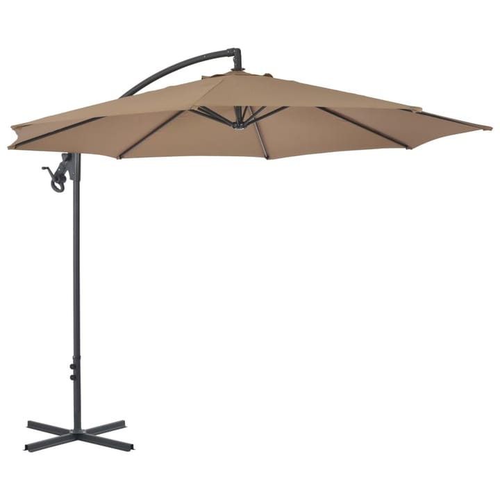 Riippuva aurinkovarjo teräspylväällä 300 cm ruskeanharmaa - Ruskea - Puutarhakalusteet - Aurinkosuoja - Aurinkovarjo - Riippuva aurinkovarjo