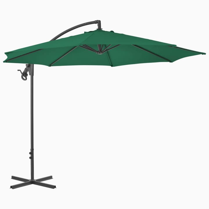 Riippuva aurinkovarjo teräspylväällä 300 cm vihreä - Vihreä - Puutarhakalusteet - Aurinkosuojat - Aurinkovarjot - Riippuva aurinkovarjo