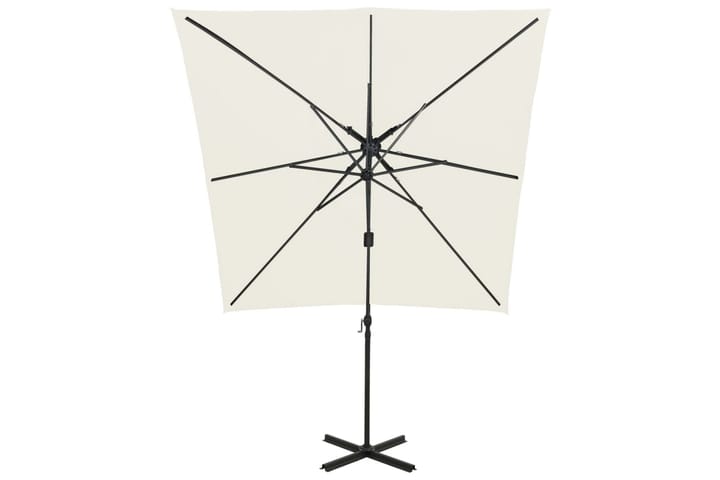 Riippuva aurinkovarjo tuplakatolla 250x250 cm hiekka - Puutarhakalusteet - Aurinkosuoja - Aurinkovarjo