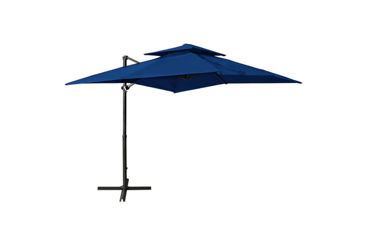 Riippuva aurinkovarjo tuplakatolla 250x250 cm taivaansininen - Puutarhakalusteet - Aurinkosuojat - Aurinkovarjot - Riippuva aurinkovarjo