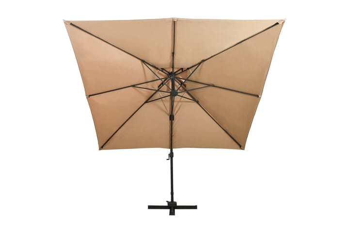 Riippuva aurinkovarjo tuplakatolla harmaanruskea 300x300 cm - Puutarhakalusteet - Aurinkosuoja - Aurinkovarjo - Riippuva aurinkovarjo