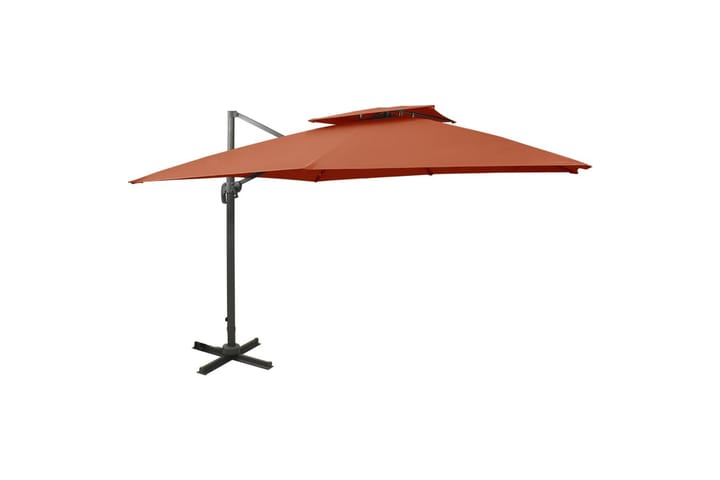 Riippuva aurinkovarjo tuplakatolla terrakotta 300x300 cm - Puutarhakalusteet - Aurinkosuojat - Aurinkovarjot - Riippuva aurinkovarjo