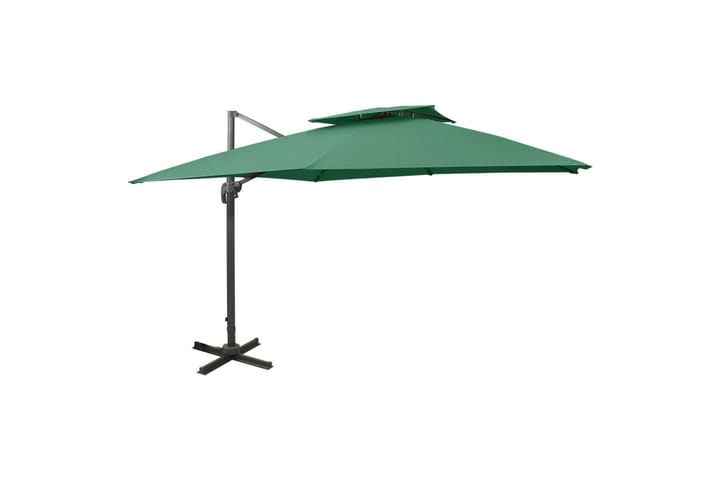 Riippuva aurinkovarjo tuplakatolla vihreä 300x300 cm - Puutarhakalusteet - Aurinkosuojat - Aurinkovarjot - Riippuva aurinkovarjo