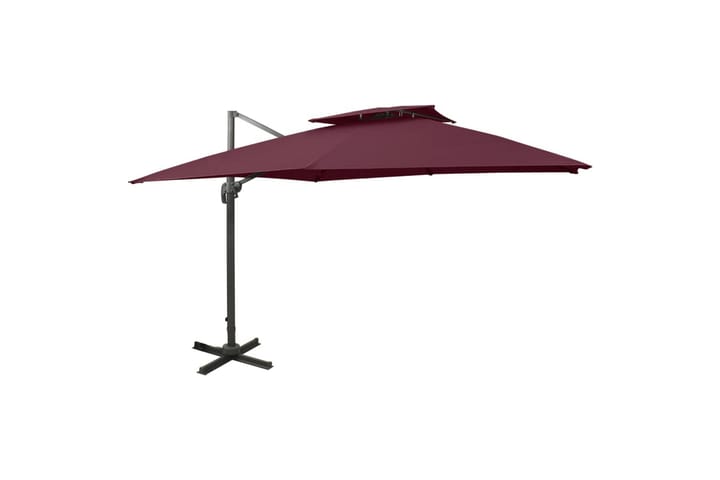 Riippuva aurinkovarjo tuplakatolla viininpunainen 300x300 cm - Puutarhakalusteet - Aurinkosuoja - Aurinkovarjo