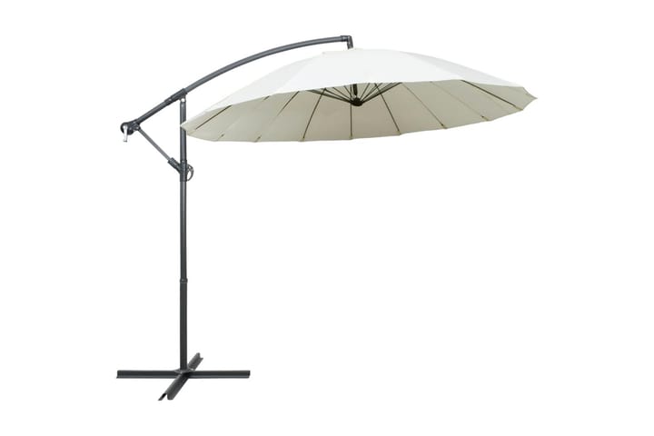 Riippuva päivänvarjo 3 m alumiinitanko valkoinen - Valkoinen - Puutarhakalusteet - Aurinkosuoja - Aurinkovarjo
