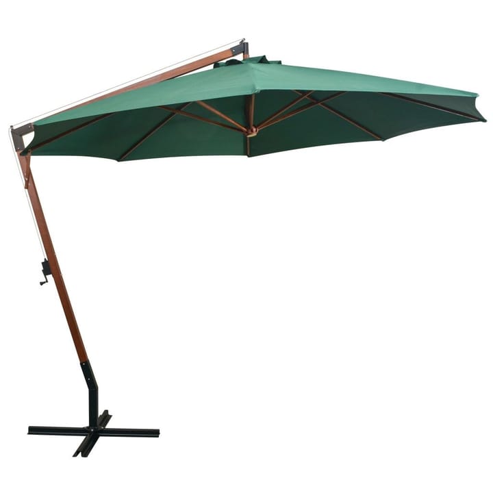 Riippuva päivänvarjo 350 cm Puutanko vihreä - Vihreä - Puutarhakalusteet - Aurinkosuoja - Aurinkovarjo - Riippuva aurinkovarjo