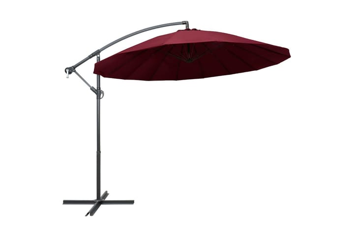 Riippuva päivänvarjo viininpunainen 3 m alumiinitanko - Punainen - Puutarhakalusteet - Aurinkosuoja - Aurinkovarjo
