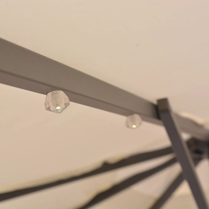 Roikkuva Päivänvarjo LED-valoilla 300cm Metallitanko hiekka - Beige - Puutarhakalusteet - Aurinkosuoja - Aurinkovarjo - Riippuva aurinkovarjo