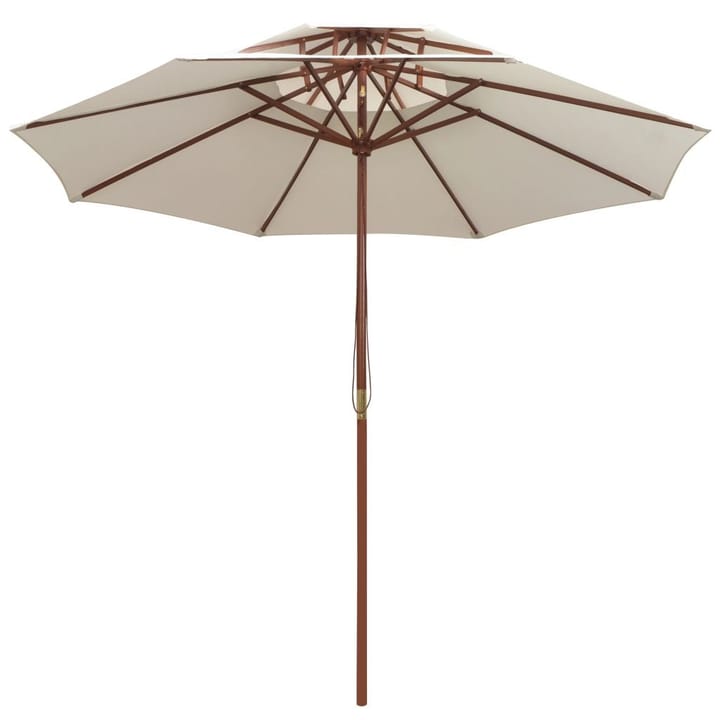 2-kerroksinen Aurinkovarjo 270x270cm Puutanko Kermanvalkoine - Valkoinen - Puutarhakalusteet - Aurinkosuoja - Aurinkovarjo - Riippuva aurinkovarjo