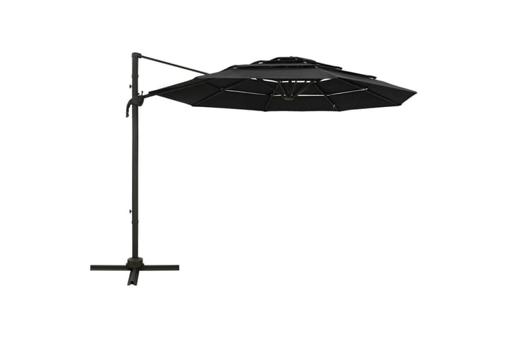 4-tasoinen aurinkovarjo alumiinitanko musta 3x3 m - Puutarhakalusteet - Aurinkosuojat - Aurinkovarjo