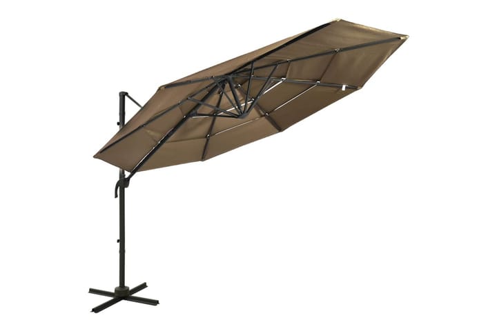 4-tasoinen aurinkovarjo alumiinitanko ruskeanharmaa 3x3 m - Puutarhakalusteet - Aurinkosuojat - Aurinkovarjo