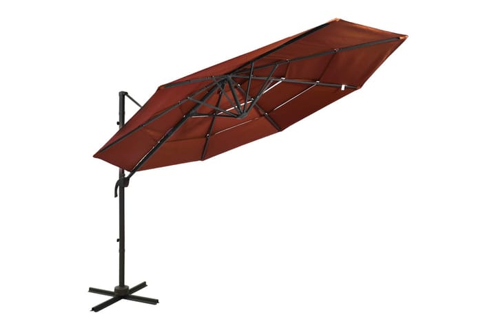 4-tasoinen aurinkovarjo alumiinitanko terrakotta 3x3 m - Puutarhakalusteet - Aurinkosuojat - Aurinkovarjo