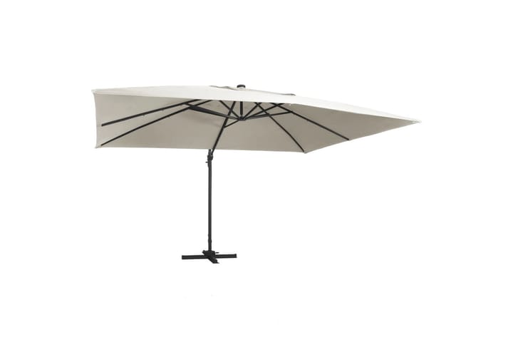Aurinkovarjo LED-valoilla alumiinipylväällä 400x300cm hiekka - Valkoinen - Puutarhakalusteet - Aurinkosuojat - Aurinkovarjot - Riippuva aurinkovarjo