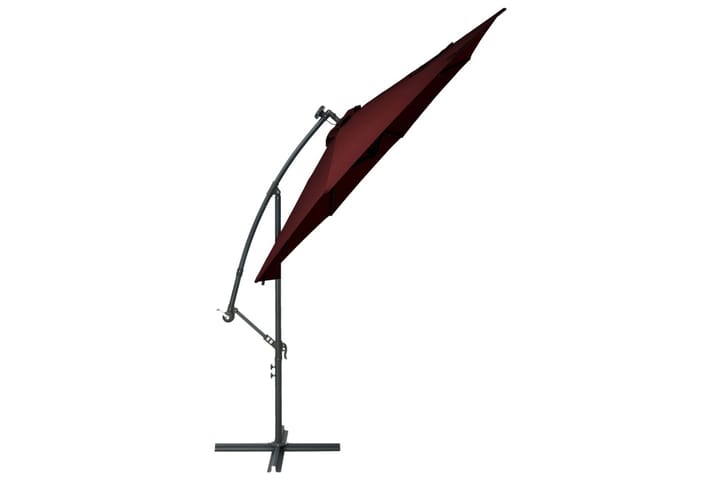 Aurinkovarjo LED-valoilla ja teräspylväällä viininpunainen - Punainen - Puutarhakalusteet - Aurinkosuoja - Aurinkovarjo