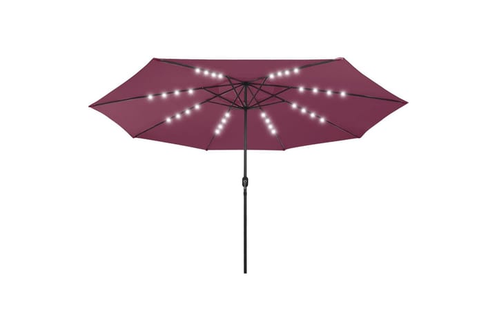 Aurinkovarjo LED-valot ja metallitanko 400 cm viininpunainen - Puutarhakalusteet - Aurinkosuojat - Aurinkovarjot