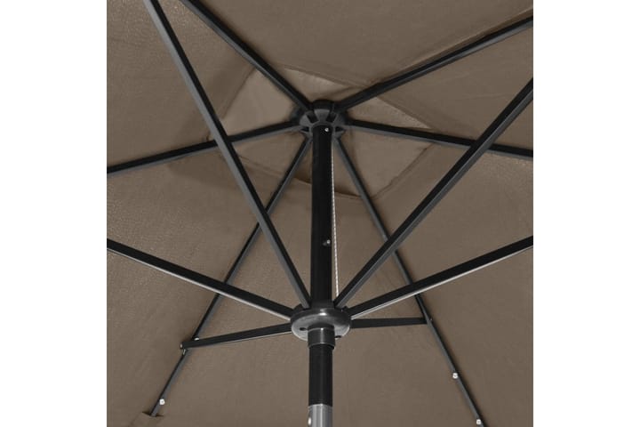 Aurinkovarjo LED-valot ja terästanko ruskeanharmaa 2x3 m - Puutarhakalusteet - Aurinkosuojat - Aurinkovarjo