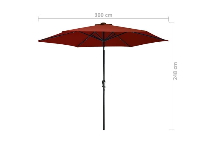 Aurinkovarjo LED-valot terästanko 300 cm terrakotta - Puutarhakalusteet - Aurinkosuoja - Aurinkovarjo