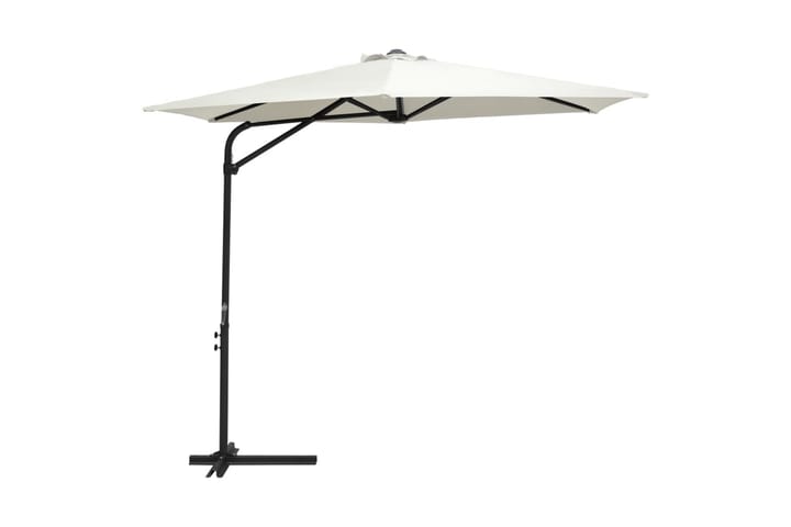 Aurinkovarjo terästangolla 300 cm hiekanvalkoinen - Valkoinen - Puutarhakalusteet - Aurinkosuoja - Aurinkovarjo