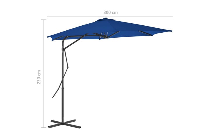 Aurinkovarjo terästangolla sininen 300x230 cm - Puutarhakalusteet - Aurinkosuoja - Aurinkovarjo