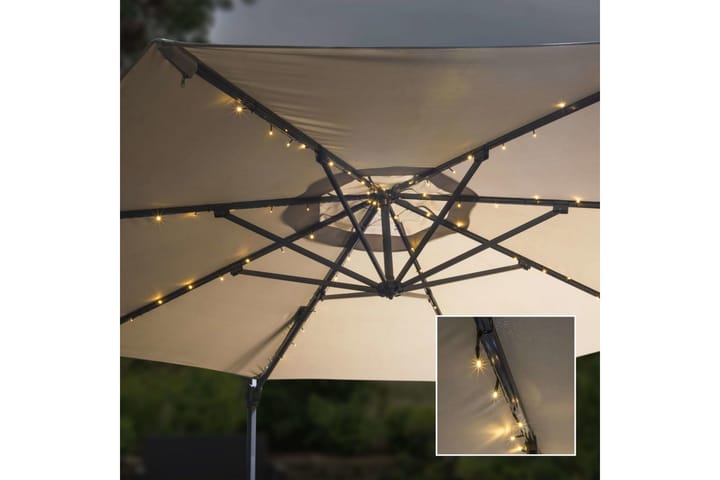 HI Aurinkovarjon LED -valonauha 130 cm - Valkoinen - Puutarhakalusteet - Aurinkosuojat - Aurinkovarjot
