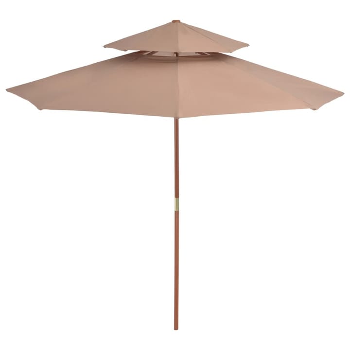 Kaksikerroksinen aurinkovarjo puurunko 270 cm harmaanruskea - Ruskea - Puutarhakalusteet - Aurinkosuojat - Aurinkovarjot