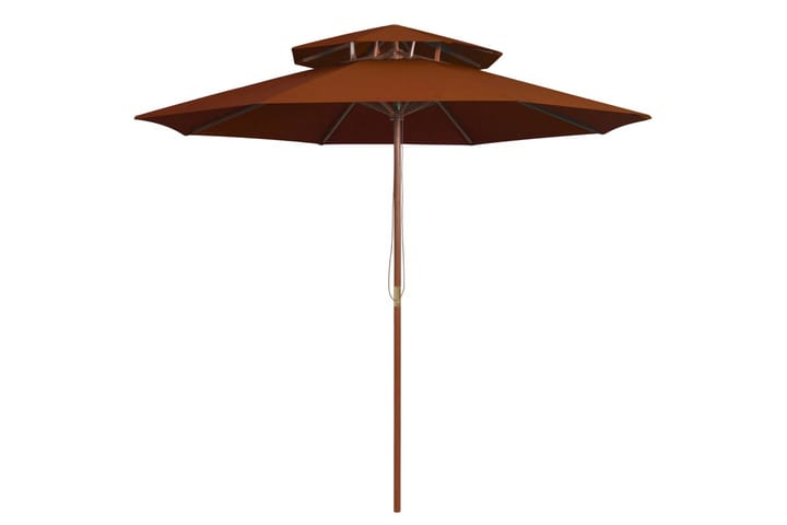 Kaksikerroksinen aurinkovarjo puutolppa terrakotta 270 cm - Puutarhakalusteet - Aurinkosuoja - Aurinkovarjo