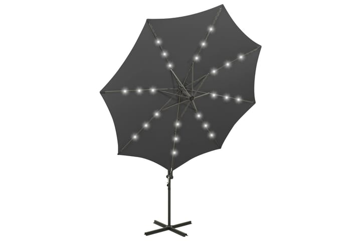 Riippuva aurinkovarjo tangolla ja LED-valoilla antras. 300cm - Antrasiitti - Puutarhakalusteet - Aurinkosuojat - Aurinkovarjot - Riippuva aurinkovarjo