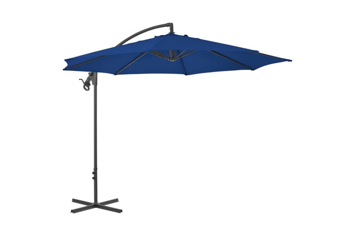 Riippuva aurinkovarjo teräspylväällä 300 cm taivaansininen - Puutarhakalusteet - Aurinkosuojat - Aurinkovarjot
