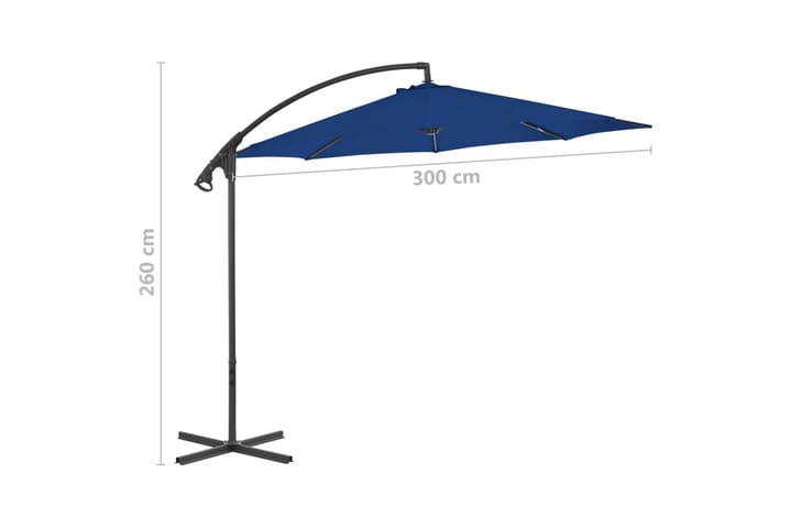 Riippuva aurinkovarjo teräspylväällä 300 cm taivaansininen - Puutarhakalusteet - Aurinkosuojat - Aurinkovarjot