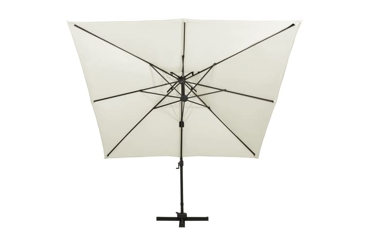 Riippuva aurinkovarjo tuplakatolla hiekka 300x300 cm - Valkoinen - Puutarhakalusteet - Aurinkosuojat - Aurinkovarjot